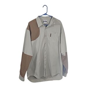 Columbia Shooting Wear Heavy Duty Work Button Down Shirt Mens XL Beige Brown
